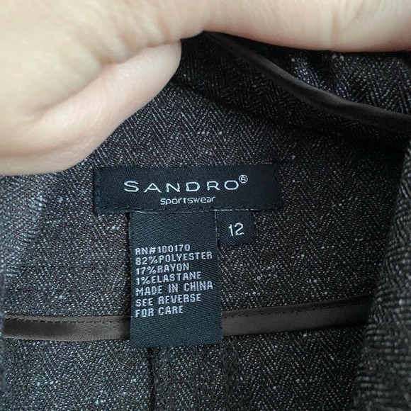 Sandro Skirt Size 12 Brown Knee Length Trumpet Style Tweed A-Line Business Work - Picture 2 of 6